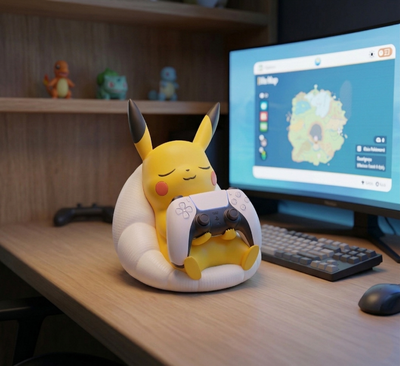 Pikachu Controller Stand for PS5 & Xbox, Cute Sleeping Pokemon Controller Holder, Gaming Desk Decor and Gift for Gamers