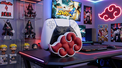 PS5 DualSense "Akatsuki Cloud" Controller Stand | 3D Printed Anime Holder & Gaming Room Decor