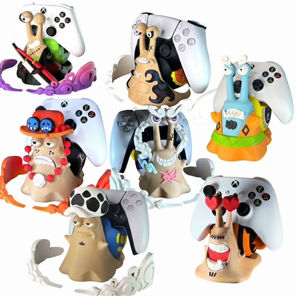 One Piece Den Den Mushi Controller Stand – Roronoa Zoro, Luffy Gear 5, Gear 5 Pirate Snail, Ace, Trafalgar Law, Sanji, Jinbe – Universal PS5 Xbox Switch Holder