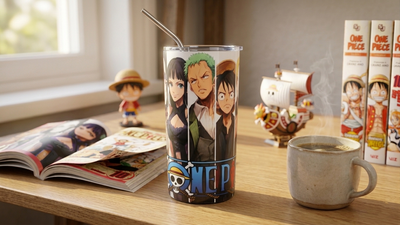 One Piece Straw Hat Crew Tumbler - Premium UV Printed Anime Cup - Luffy & Zoro Manga Art - The Ultimate Gift for One Piece Fans