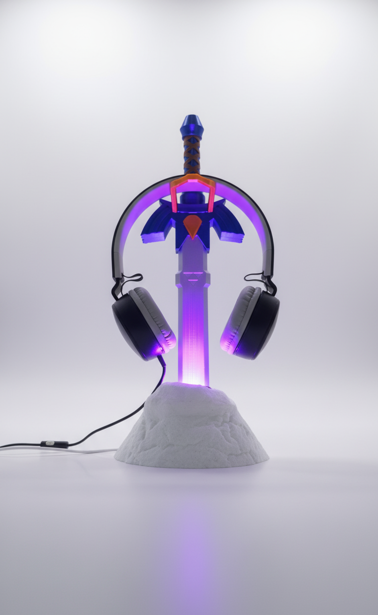 The Master Sword LED Headphone Stand & Nintendo Switch Controller Holder | Ultimate Zelda Gaming Accessory