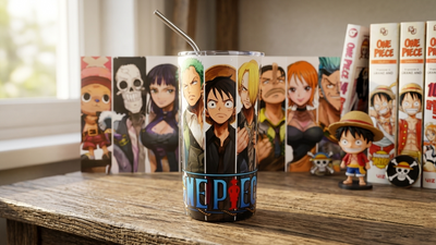 One Piece Straw Hat Crew Tumbler - Premium UV Printed Anime Cup - Luffy & Zoro Manga Art - The Ultimate Gift for One Piece Fans