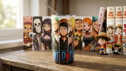 One Piece Straw Hat Crew Tumbler - Premium UV Printed Anime Cup - Luffy & Zoro Manga Art - The Ultimate Gift for One Piece Fans