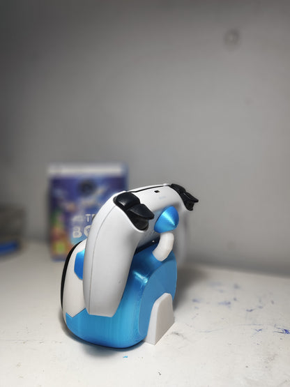 Close-up of Astro Bot head designed as a PS5 controller holder