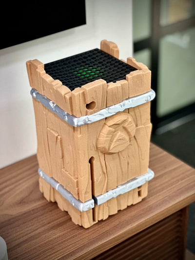 Xbox Series X Stand Fantasy Barrel Decor - Xbox Console Display, Vertical & Horizontal Gaming Setup, Wood Look Case