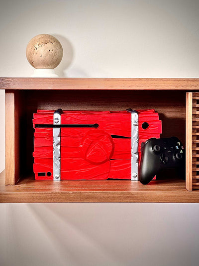 Xbox Series X Stand Fantasy Barrel Decor - Xbox Console Display, Vertical & Horizontal Gaming Setup, Wood Look Case