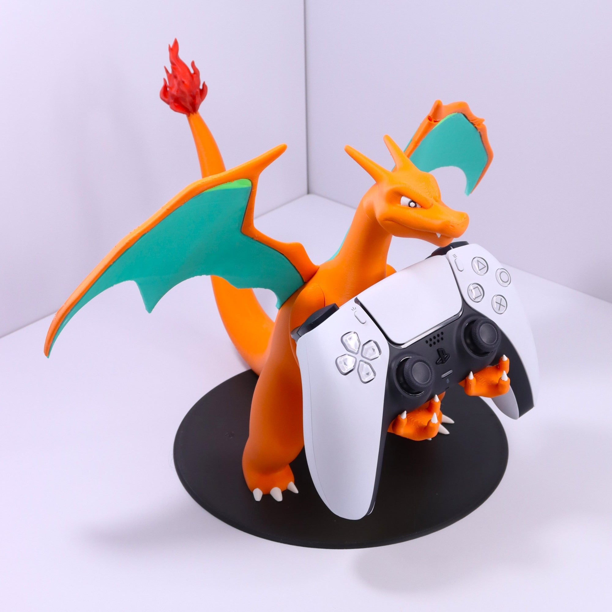 Charizard Controller Holder & Stand for PS5, Xbox, Switch | Fire Dragon Pokemon Figure | Gaming Desk Accessory | Handmade Gift