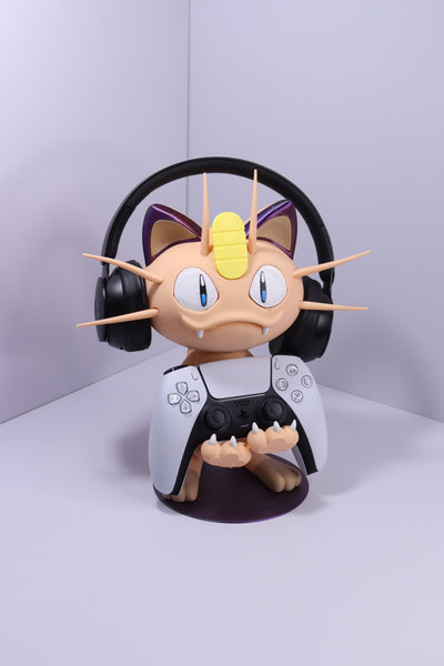 Meowth Controller Holder & Headphone Stand – 3D Printed Gaming Desk Organizer