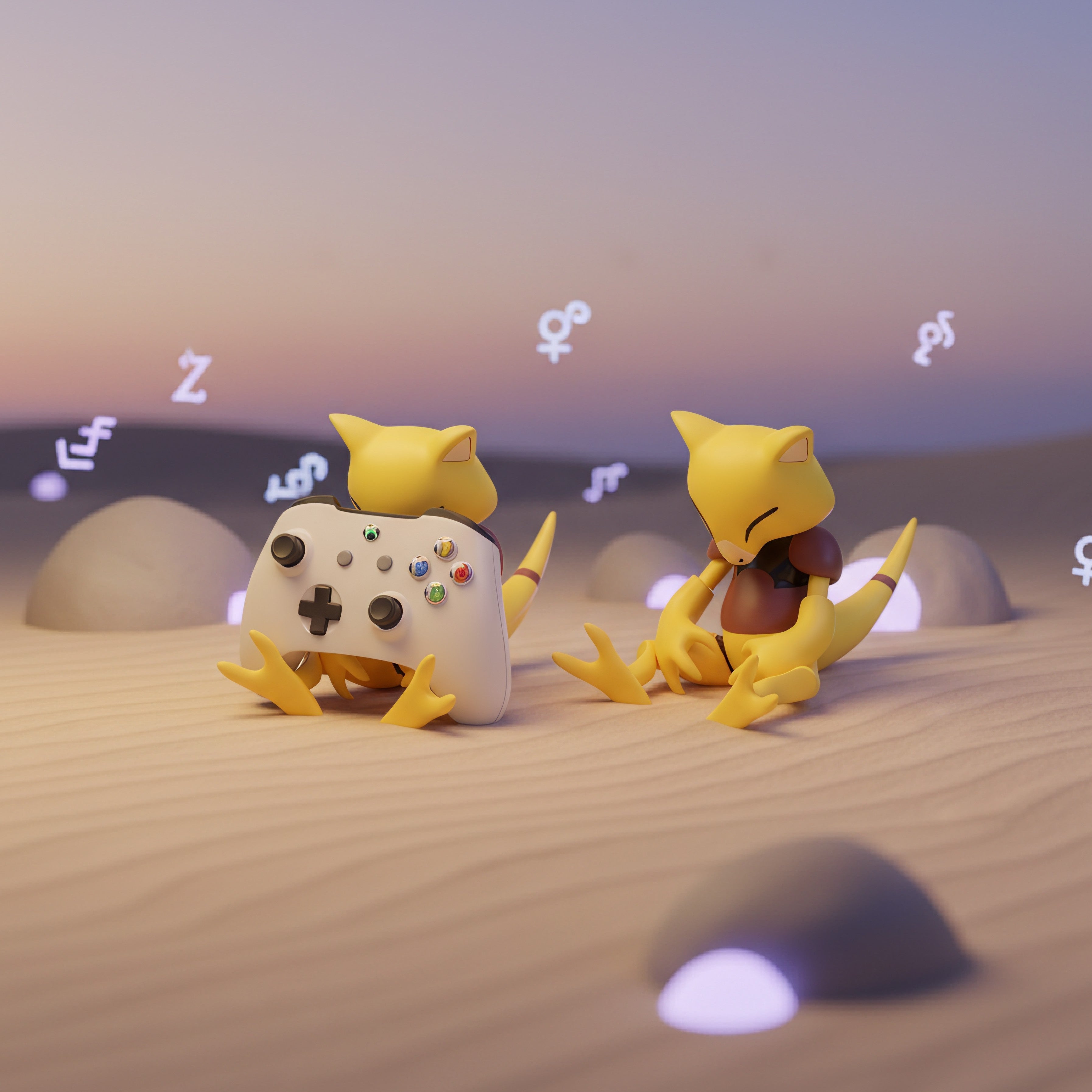 Abra 3D Printed Controller Holder | Psychic Type Fan Art Gaming Stand | Compatible with Xbox, PS5 & Nintendo Switch | Geeky Desk Decor & Gamer Gift