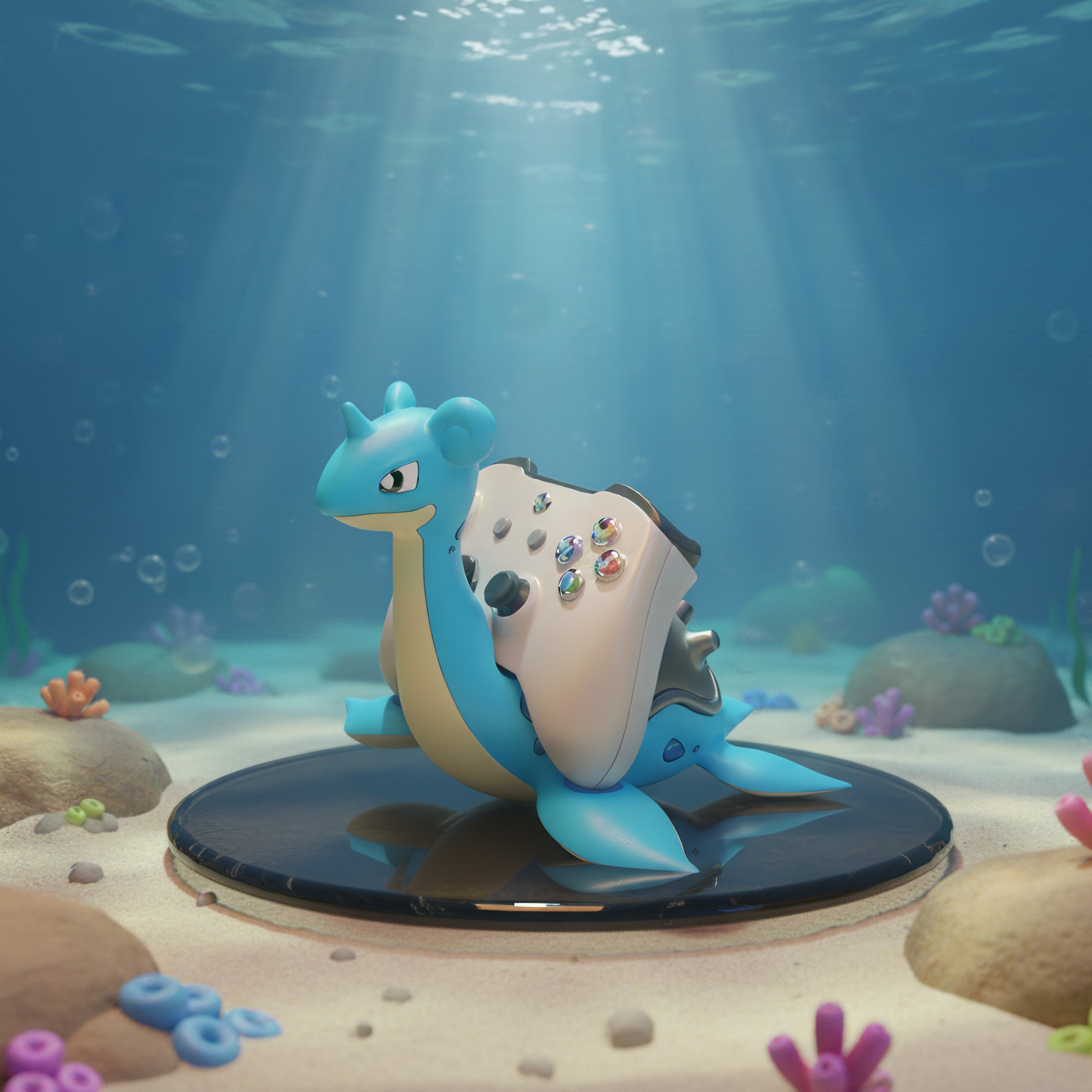 Lapras Controller Holder & Stand, Water Type Fan Art Gaming Accessory, Compatible with Xbox, PS5, Nintendo Switch Pro, Gamer Gift