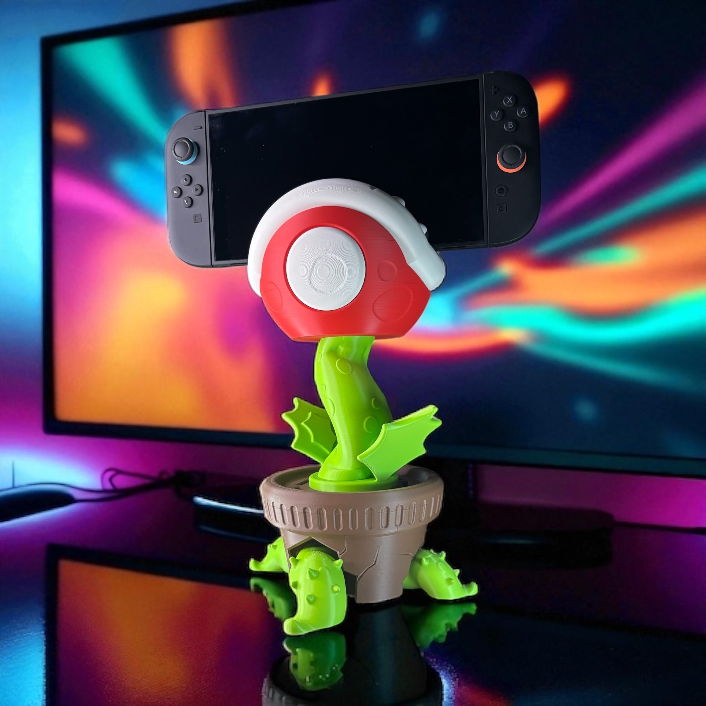 Βάση για το φυτό Piranha - Βάση οθόνης Nintendo Switch 2 - Διακόσμηση παιχνιδιών εμπνευσμένη από το Super Mario