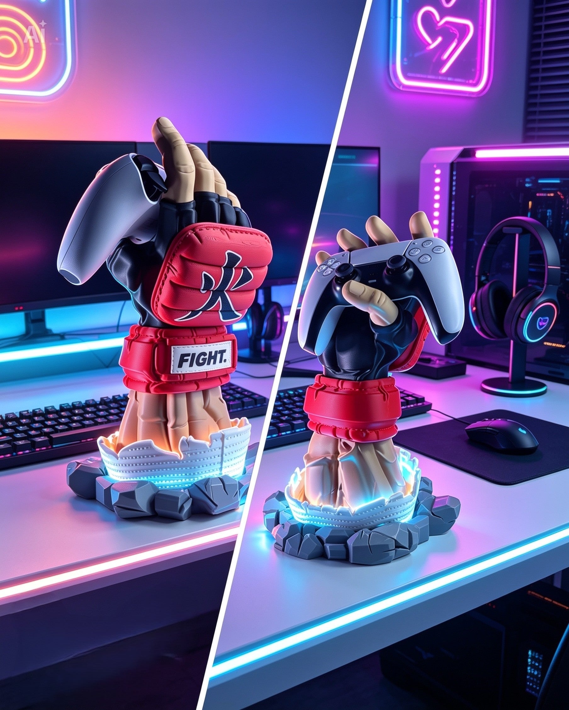 Gamer gift Street Fighter desk setup