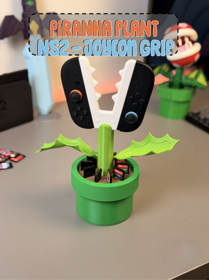 Piranha Plant Joy-Con Grip for Nintendo Switch 2 (NS2) | Controller Handle & Game Card Holder