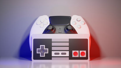 Retro NES Style Universal Controller Stand - Holder for PS5, Xbox, Switch Pro & PC Controllers - Gaming Room Desk Decor