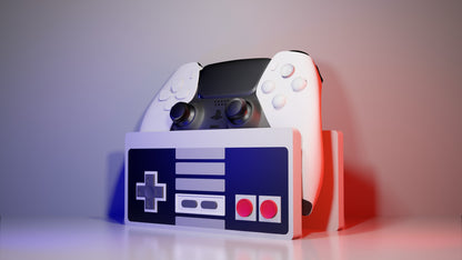 Retro NES Style Universal Controller Stand - Holder for PS5, Xbox, Switch Pro & PC Controllers - Gaming Room Desk Decor
