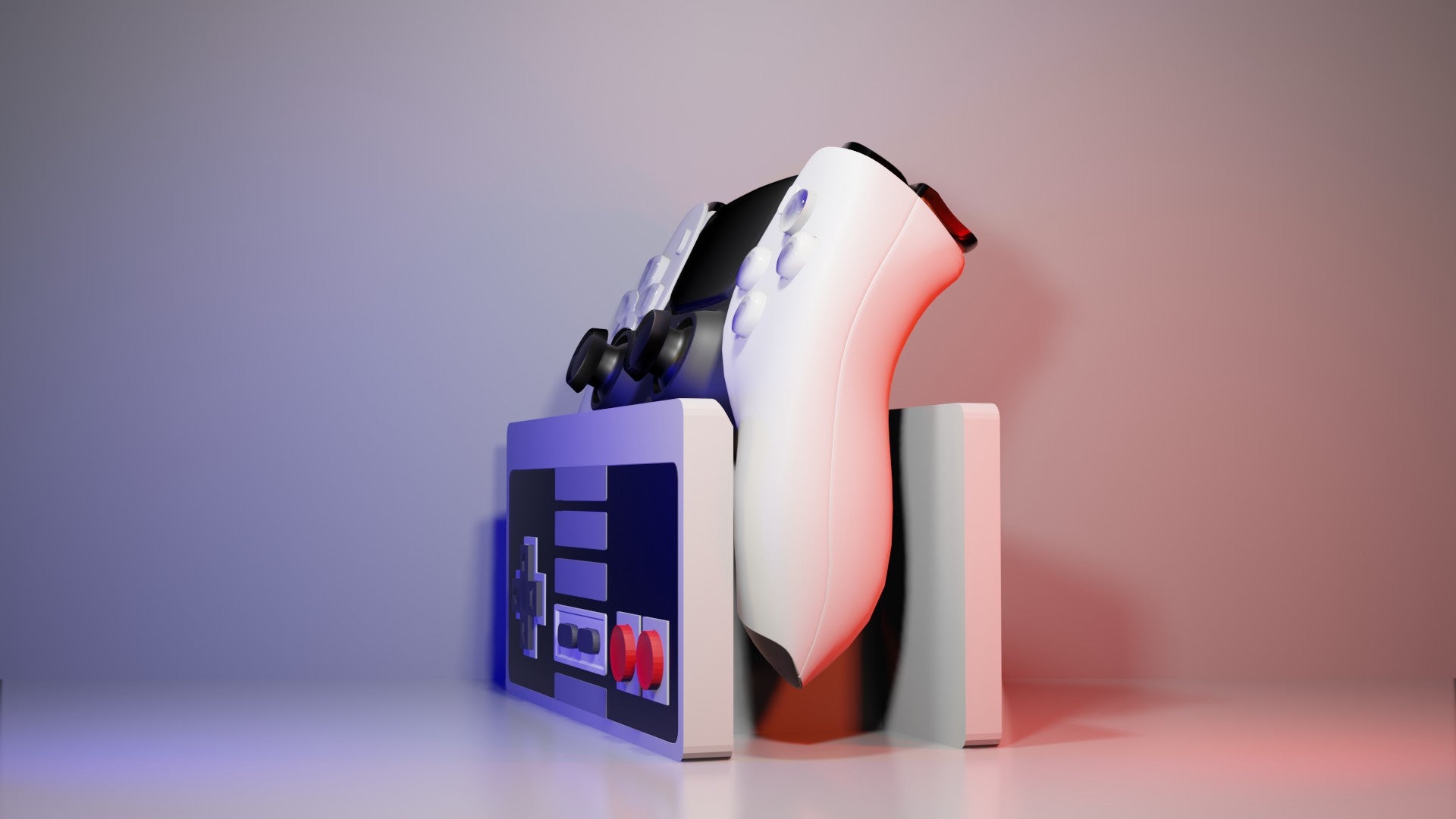 Retro NES Style Universal Controller Stand - Holder for PS5, Xbox, Switch Pro & PC Controllers - Gaming Room Desk Decor