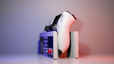 Retro NES Style Universal Controller Stand - Holder for PS5, Xbox, Switch Pro & PC Controllers - Gaming Room Desk Decor