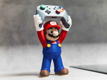 Super Mario Controller Holder - Nintendo Switch Pro & PS5 DualSense Controller Stand, Gaming Desk Accessory, Gamer Gift, Mario Figure Controller Mount