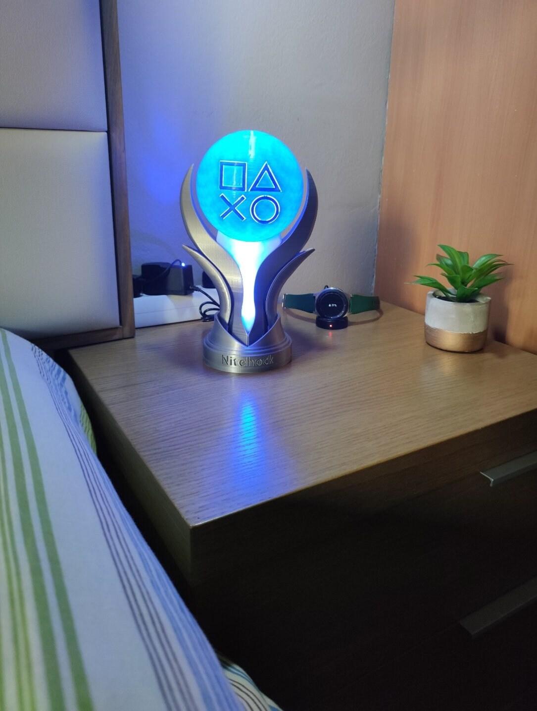 Playstation 5 Platinum Trophy Lamp - Giant Size - Blue Light Color - 3DPrintingLabDesigns