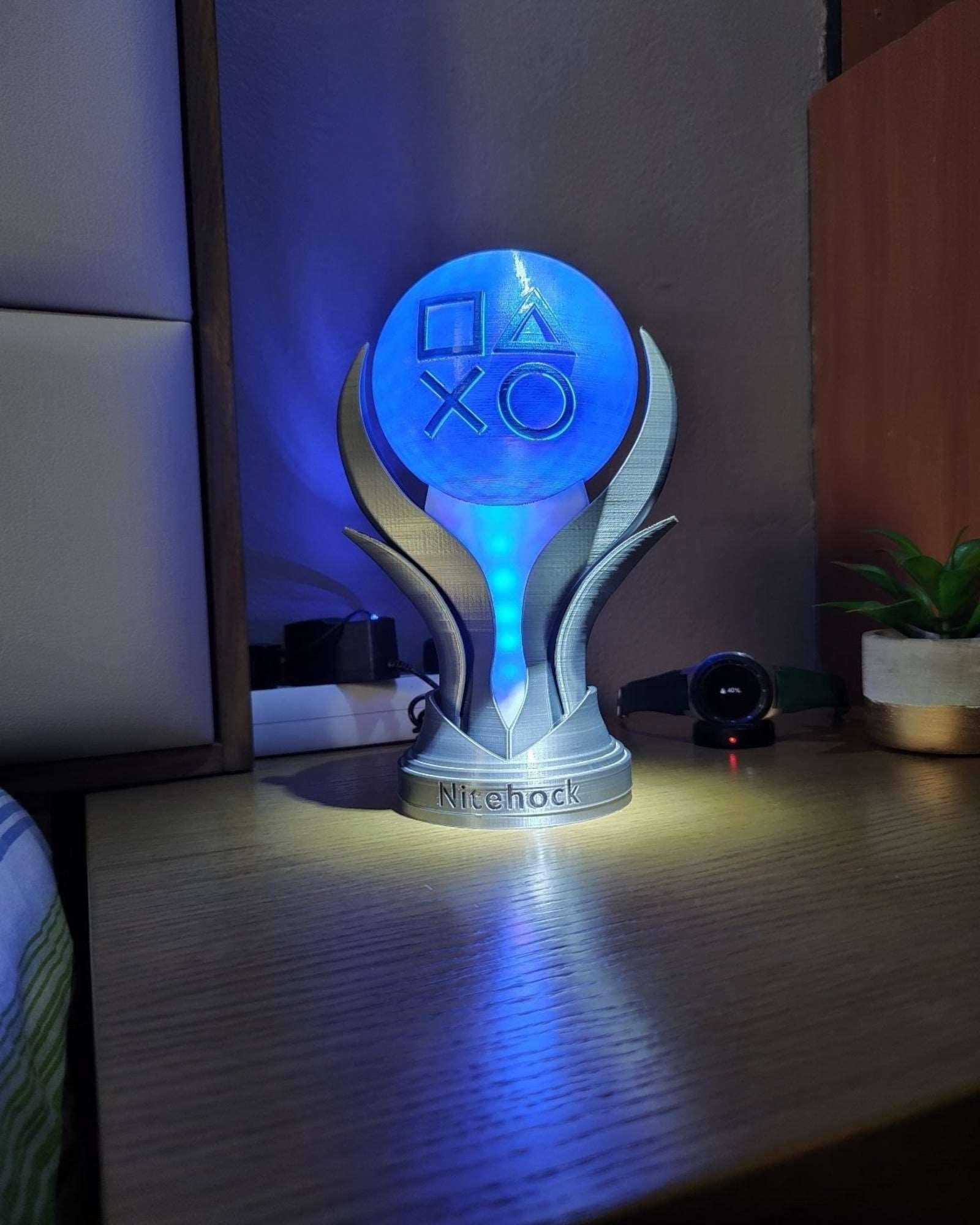 Playstation 5 Platinum Trophy Lamp - Giant Size - Blue Light Color