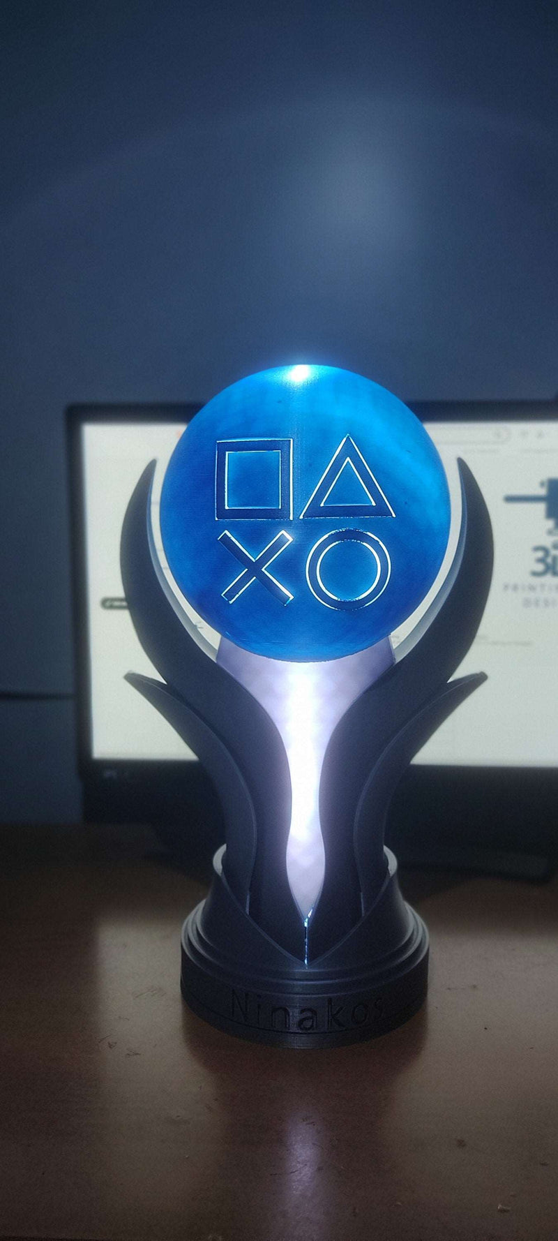 PS5 3D Beast Size High Quality Platinum RGB Led Lights Made Trophy in Special Limited Edition 36cm / 14,17in almost as tall as Playstation 5