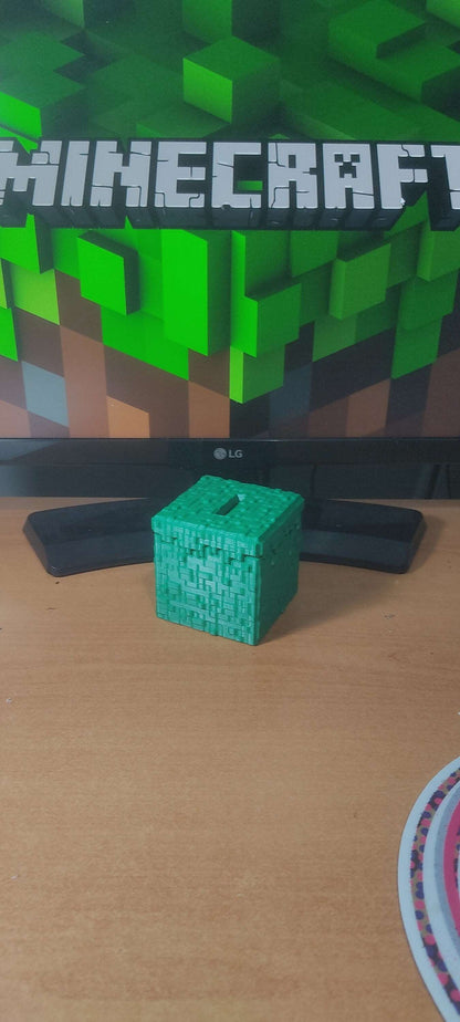 3D Minecraft Grass Block Fan Art Money Box Piggy Bank Money Bank