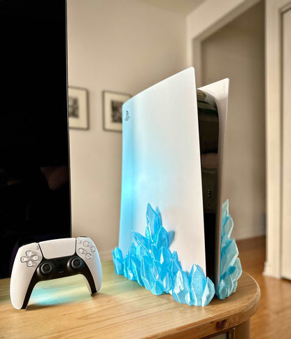 3D PS5 Crystal Base Dock Holder for Playstation 5 Disc Edition - Ice Sky Blue Color