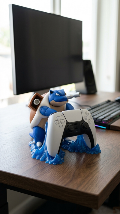 Blastoise Controller Holder & Stand, Water Type Fan Art Gaming Accessory, Compatible with Xbox, PS5, Nintendo Switch Pro, Gamer Gift