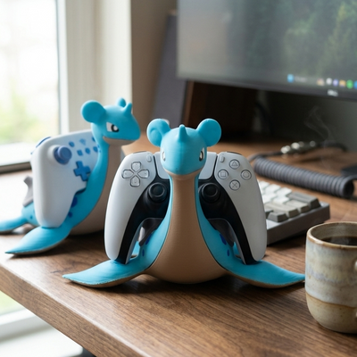 Lapras Controller Holder & Stand, Water Type Fan Art Gaming Accessory, Compatible with Xbox, PS5, Nintendo Switch Pro, Gamer Gift
