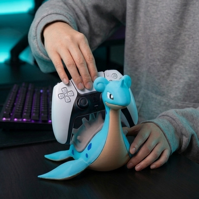 Lapras Controller Holder & Stand, Water Type Fan Art Gaming Accessory, Compatible with Xbox, PS5, Nintendo Switch Pro, Gamer Gift