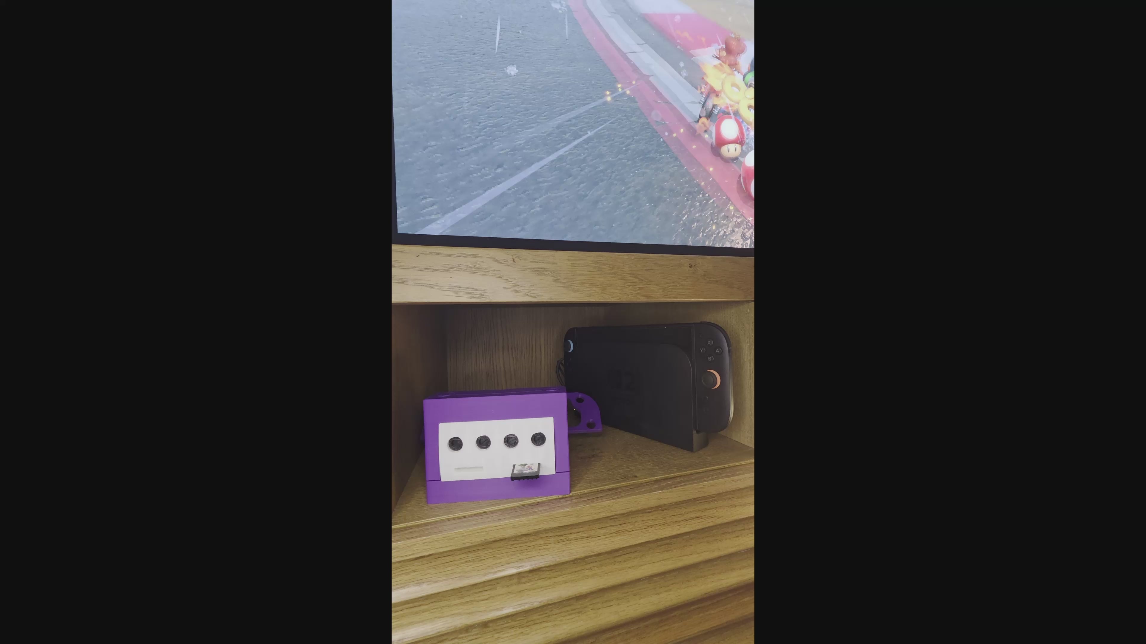 Load video: GCubeDock for Nintendo Switch 2 Dock, GameCube Inspired Retro Docking Station, 9 Slot Game Card Storage and Organizer