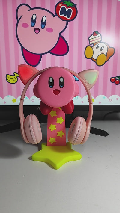 Kirby Headphone Stand - Holder,Nintendo Gaming Setup Decor,Kawaii Gameroom Accessory for Kirby Fans,Desk Organizer for Gamers,Xmas Gift Idea