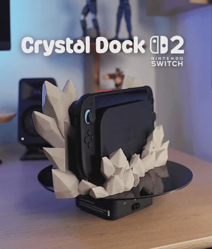 Crystal Dock for Nintendo Switch 2 – Geometric Crystal Stand for Docked Switch Setup, Modern Gaming Decor