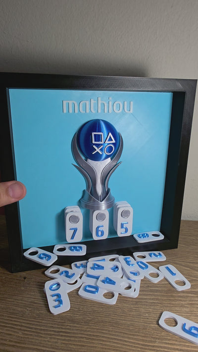 PlayStation Trophy Counter Display – Custom Colors, PSN Name, Platinum Count | Gamer Gift , PS5 Wall Display | Personalized Gaming Decor