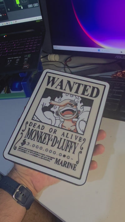 Αφίσα One Piece Luffy Wanted RGB LED Lightbox - Λάμπα Anime "Dead or Alive" | Δώρο Bounty Gamer | Τέχνη Γραφείου Manga 