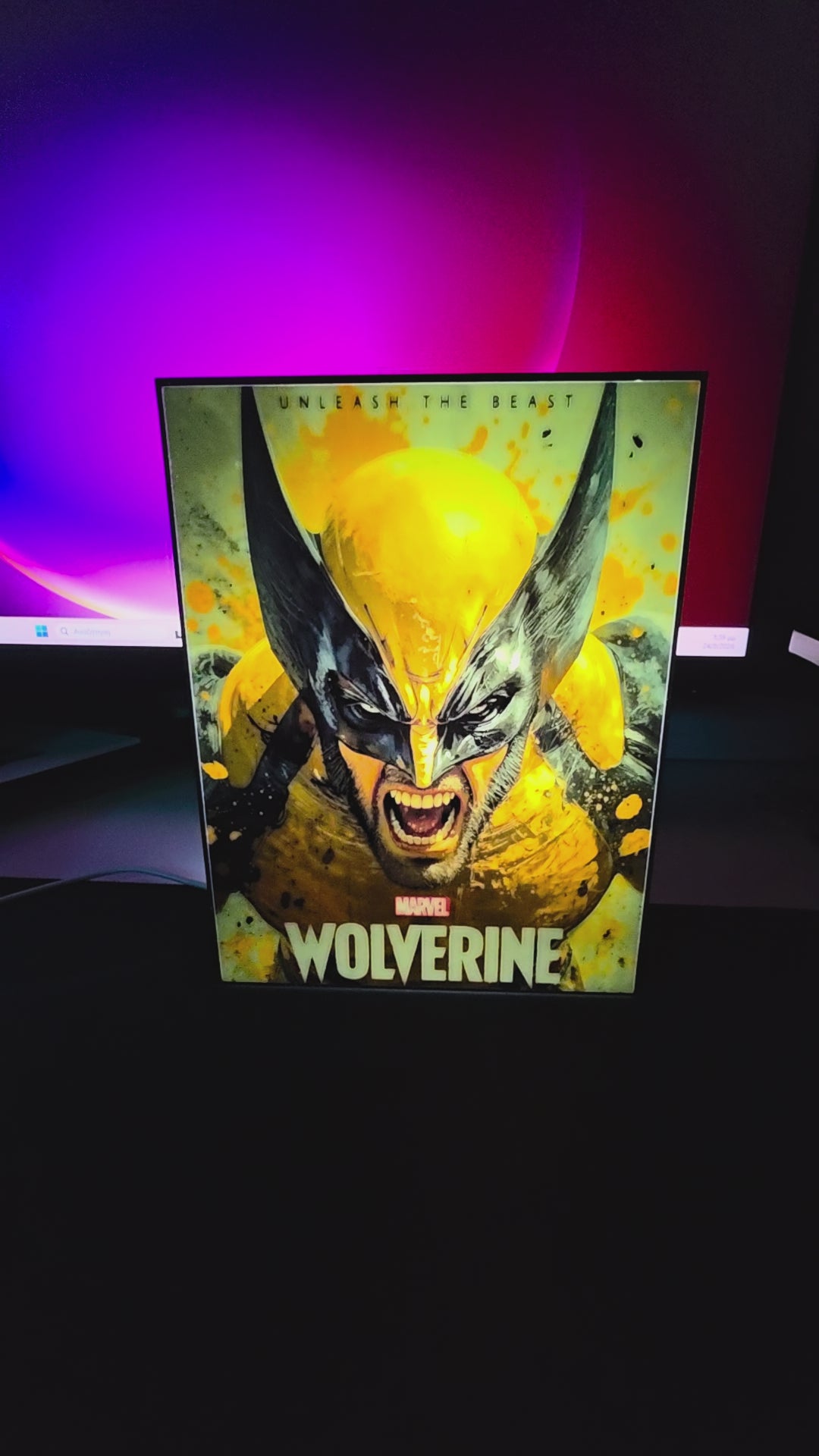 Wolverine Inspired LED Lightbox Lamp Wall Art , Comic Superhero Desk Decor (15x20cm / 5.91 x 7.87 inches)