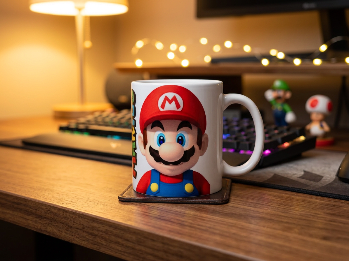 Super Mario Coffee Mug | Nintendo Gaming Gift | Mario & Luigi Ceramic Cup | Gamer Gift Idea | Birthday Gift for Him | Gaming Room Decor