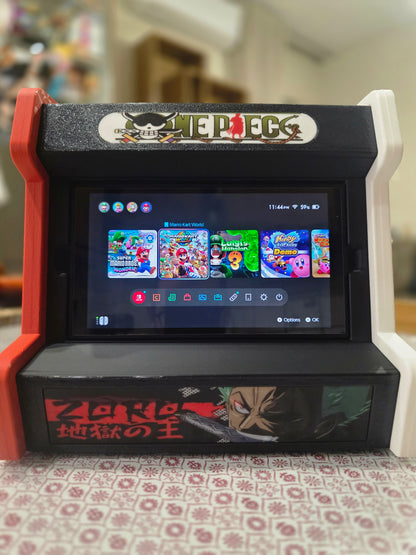 Nintendo Switch 2 Arcade Cabinet Dock in One Piece Roronoa Zoro Theme, Anime Manga Stand gift, Switch & gaming room accessories decor