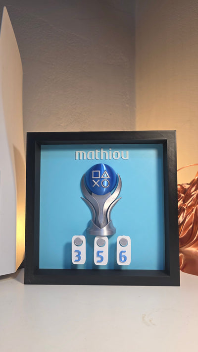 PlayStation Trophy Counter Display – Custom Colors, PSN Name, Platinum Count | Gamer Gift , PS5 Wall Display | Personalized Gaming Decor