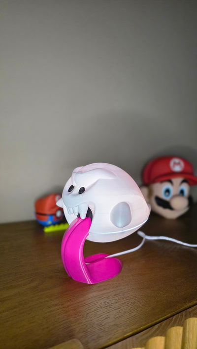 Boo Ghost 3D Printed Lamp | Iconic Super Mario Gaming Desk Decor