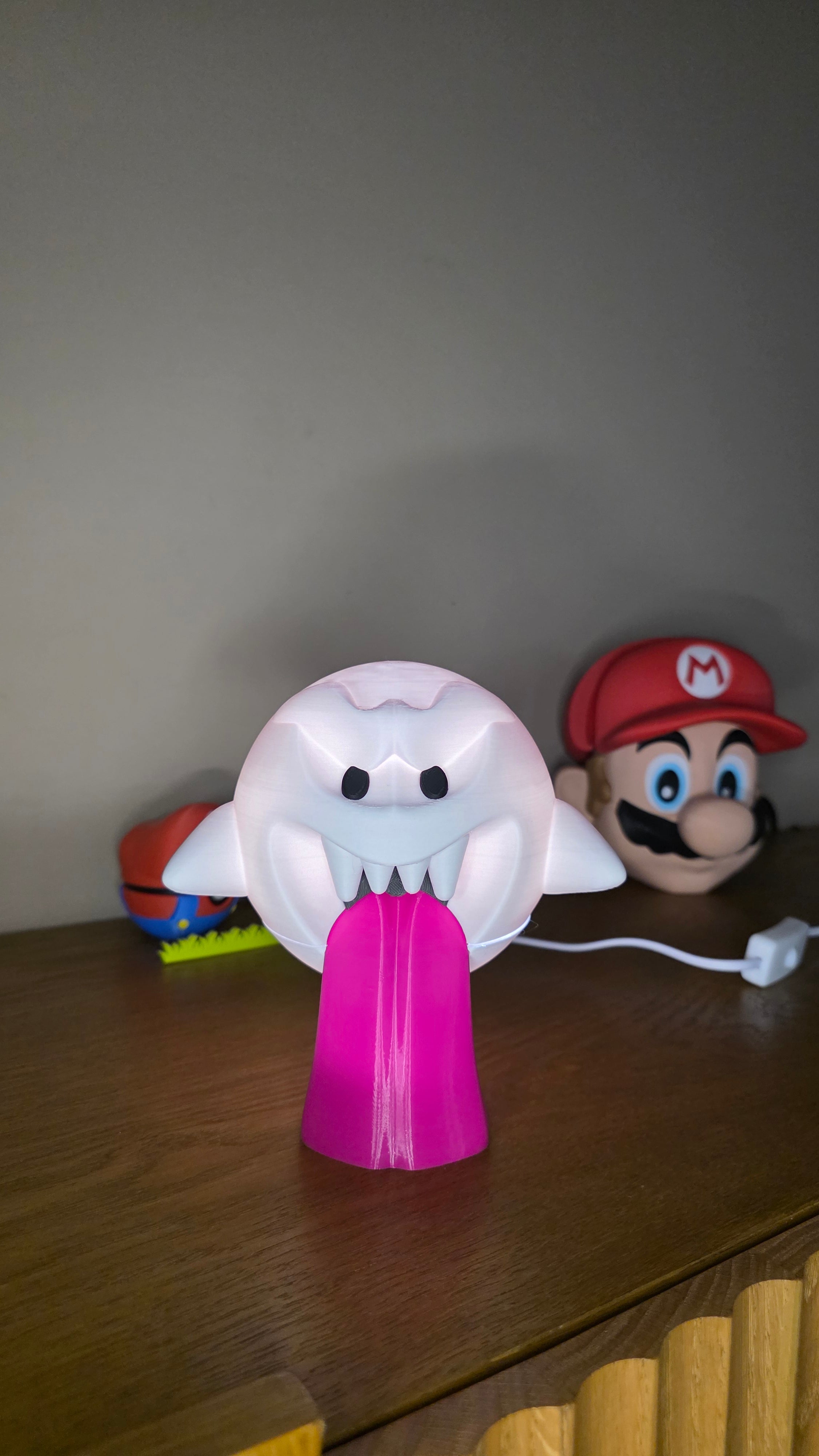 Boo Ghost 3D Printed Lamp | Iconic Super Mario Gaming Desk Decor