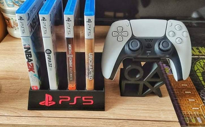 Playstation 5 Playstation 4 PS5 & PS4 Controller Display Stand (Dualsense and Dualshock) 3D Printing - 3DPrintingLabDesigns